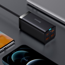 Мережевий зарядний пристрій Baseus GaN3 Pro Desktop Fast Charger QC4.0+PD3.0 100W 2USB+2Type-C 5A + кабель Baseus Type-C to Type-C 100W 20V/5A 1м Чорний