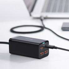 Мережевий зарядний пристрій Baseus GaN3 Pro Desktop Fast Charger QC4.0+PD3.0 100W 2USB+2Type-C 5A + кабель Baseus Type-C to Type-C 100W 20V/5A 1м Чорний