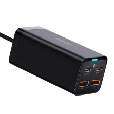 Мережевий зарядний пристрій Baseus GaN3 Pro Desktop Fast Charger QC4.0+PD3.0 100W 2USB+2Type-C 5A + кабель Baseus Type-C to Type-C 100W 20V/5A 1м Чорний