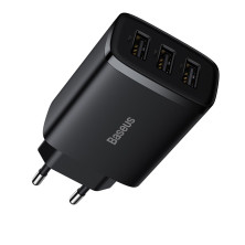 Мережевий зарядний пристрій Baseus Compact Charger 3USB 3.4A 17W Чорний