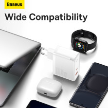 Мережевий зарядний пристрій Baseus GaN5 Pro Fast Charger QC4.0+PD3.0 100W USB+Type-C 5A + кабель Baseus Type-C to Type-C 100W 20V/5A 1м Білий