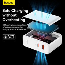 Мережевий зарядний пристрій Baseus GaN5 Pro Fast Charger QC4.0+PD3.0 100W USB+Type-C 5A + кабель Baseus Type-C to Type-C 100W 20V/5A 1м Білий