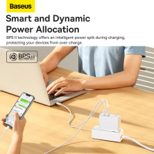 Мережевий зарядний пристрій Baseus GaN5 Pro Fast Charger QC4.0+PD3.0 100W USB+Type-C 5A + кабель Baseus Type-C to Type-C 100W 20V/5A 1м Білий