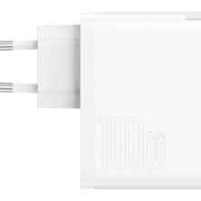 Мережевий зарядний пристрій Baseus GaN5 Pro Fast Charger QC4.0+PD3.0 100W USB+Type-C 5A + кабель Baseus Type-C to Type-C 100W 20V/5A 1м Білий