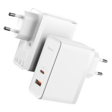 Мережевий зарядний пристрій Baseus GaN5 Pro Fast Charger QC4.0+PD3.0 100W USB+Type-C 5A + кабель Baseus Type-C to Type-C 100W 20V/5A 1м Білий