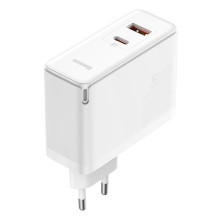 Мережевий зарядний пристрій Baseus GaN5 Pro Fast Charger QC4.0+PD3.0 100W USB+Type-C 5A + кабель Baseus Type-C to Type-C 100W 20V/5A 1м Білий