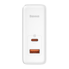 Мережевий зарядний пристрій Baseus GaN5 Pro Fast Charger QC4.0+PD3.0 100W USB+Type-C 5A + кабель Baseus Type-C to Type-C 100W 20V/5A 1м Білий