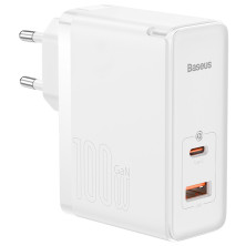 Мережевий зарядний пристрій Baseus GaN5 Pro Fast Charger QC4.0+PD3.0 100W USB+Type-C 5A + кабель Baseus Type-C to Type-C 100W 20V/5A 1м Білий