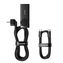 Сетевое зарядное устройство Baseus GaN3 Pro PowerStrip Fast Charger QC4.0+PD3.0 100W AC+2USB+2Type-C 5A + кабель Baseus Type-C to Type-C 100W 20V/5A 1м Черный