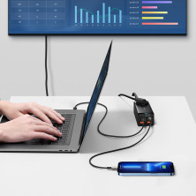 Сетевое зарядное устройство Baseus GaN3 Pro PowerStrip Fast Charger QC4.0+PD3.0 100W AC+2USB+2Type-C 5A + кабель Baseus Type-C to Type-C 100W 20V/5A 1м Черный