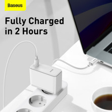 Сетевое зарядное устройство Baseus GaN2 Fast Charger QC5.0+PD3.0 100W Type-C 5A + кабель Baseus Type-C to Type-C 100W 20V/5A 1.5м Белый
