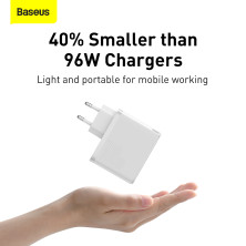 Сетевое зарядное устройство Baseus GaN2 Fast Charger QC5.0+PD3.0 100W Type-C 5A + кабель Baseus Type-C to Type-C 100W 20V/5A 1.5м Белый