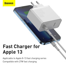 Сетевое зарядное устройство Baseus GaN2 Fast Charger QC5.0+PD3.0 100W Type-C 5A + кабель Baseus Type-C to Type-C 100W 20V/5A 1.5м Белый