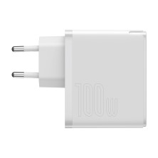 Сетевое зарядное устройство Baseus GaN2 Fast Charger QC5.0+PD3.0 100W Type-C 5A + кабель Baseus Type-C to Type-C 100W 20V/5A 1.5м Белый