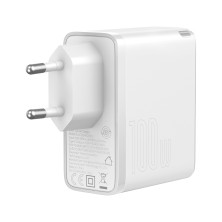 Сетевое зарядное устройство Baseus GaN2 Fast Charger QC5.0+PD3.0 100W Type-C 5A + кабель Baseus Type-C to Type-C 100W 20V/5A 1.5м Белый