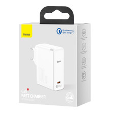 Сетевое зарядное устройство Baseus GaN2 Fast Charger QC5.0+PD3.0 100W Type-C 5A + кабель Baseus Type-C to Type-C 100W 20V/5A 1.5м Белый