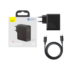 Сетевое зарядное устройство Baseus GaN2 Fast Charger QC5.0+PD3.0 100W Type-C 5A + кабель Baseus Type-C to Type-C 100W 20V/5A 1.5м Черный