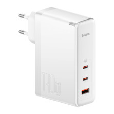 Мережевий зарядний пристрій Baseus GaN5 Pro Fast Charger QC4.0+PD3.1 140W USB+2Type-C 5A + кабель Baseus Type-C to Type-C 240W 48V/5A 1м Білий