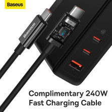 Сетевое зарядное устройство Baseus GaN5 Pro Fast Charger QC4.0+PD3.1 140W USB+2Type-C 5A + кабель Baseus Type-C to Type-C 240W 48V/5A 1м Черный