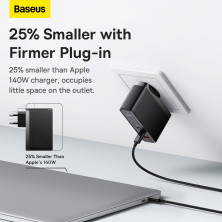 Сетевое зарядное устройство Baseus GaN5 Pro Fast Charger QC4.0+PD3.1 140W USB+2Type-C 5A + кабель Baseus Type-C to Type-C 240W 48V/5A 1м Черный