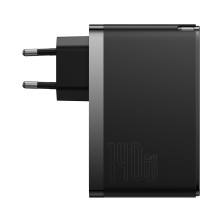 Сетевое зарядное устройство Baseus GaN5 Pro Fast Charger QC4.0+PD3.1 140W USB+2Type-C 5A + кабель Baseus Type-C to Type-C 240W 48V/5A 1м Черный