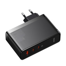 Сетевое зарядное устройство Baseus GaN5 Pro Fast Charger QC4.0+PD3.1 140W USB+2Type-C 5A + кабель Baseus Type-C to Type-C 240W 48V/5A 1м Черный