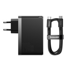 Сетевое зарядное устройство Baseus GaN5 Pro Fast Charger QC4.0+PD3.1 140W USB+2Type-C 5A + кабель Baseus Type-C to Type-C 240W 48V/5A 1м Черный