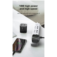 Мережевий зарядний пристрій Baseus Removable 2in1 Universal Travel Adapter QC3.0+PD3.0 18W USB+Type-C 3A Універсальний Чорний