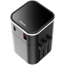 Мережевий зарядний пристрій Baseus Removable 2in1 Universal Travel Adapter QC3.0+PD3.0 18W USB+Type-C 3A Універсальний Чорний