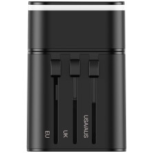 Мережевий зарядний пристрій Baseus Removable 2in1 Universal Travel Adapter QC3.0+PD3.0 18W USB+Type-C 3A Універсальний Чорний