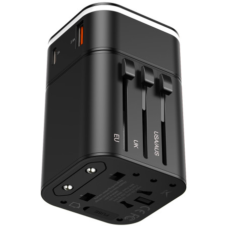 Мережевий зарядний пристрій Baseus Removable 2in1 Universal Travel Adapter QC3.0+PD3.0 18W USB+Type-C 3A Універсальний Чорний