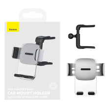 Автодержатель для телефона Baseus Easy Control Clamp Air Outlet Version в круглый воздуховод Серебристый