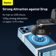 Бездротовий автомобільний зарядний пристрій Baseus Big Energy Car Mount Wireless Charger з функцією MagSafe і технологією Qi 15W Чорний
