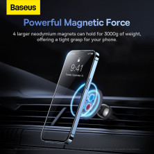 Автотримач для телефону магнітний Baseus C01 Magnetic Air Outlet в повітропровід з тримачем для кабелю Чорний