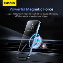 Автотримач для телефона магнітний Baseus C01 Magnetic Air Outlet в повітропровід з тримачем для дроту Фіолетовий