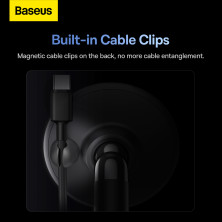 Автодержатель для телефона магнитный Baseus C01 Magnetic Stick-on Version на торпедо с держателем для провода Черный