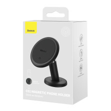 Автодержатель для телефона магнитный Baseus C01 Magnetic Stick-on Version на торпедо с держателем для провода Черный