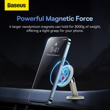 Автотримач для телефону магнітний Baseus C01 Magnetic Stick-on Version на торпедо з тримачем для кабелю Білий