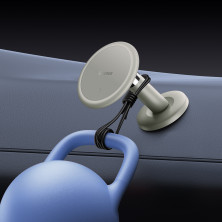 Автотримач для телефону магнітний Baseus C01 Magnetic Stick-on Version на торпедо з тримачем для кабелю Білий