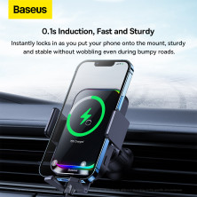 Беспроводное автомобильное зарядное устройство Baseus Halo Electric Wireless Charging Car Mount с технологией Qi 15W Черный