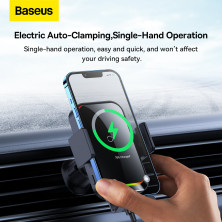Беспроводное автомобильное зарядное устройство Baseus Halo Electric Wireless Charging Car Mount с технологией Qi 15W Черный
