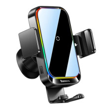 Бездротовий автомобільний зарядний пристрій Baseus Halo Electric Electric Wireless Charging Car Mount з технологією Qi 15W Чорний