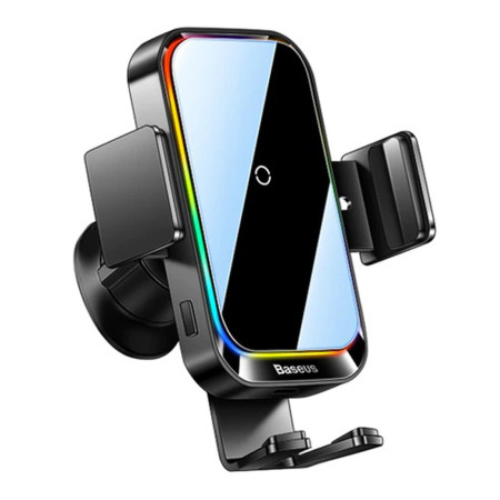 Беспроводное автомобильное зарядное устройство Baseus Halo Electric Wireless Charging Car Mount с технологией Qi 15W Черный