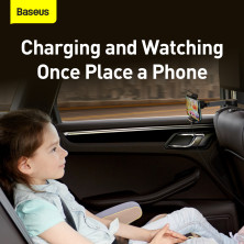 Автодержатель на подголовник для телефона Baseus Energy Storage Backseat Holder с беспроводной зарядкой Qi 15W Черный