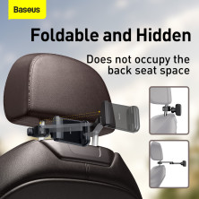 Автодержатель на подголовник для телефона Baseus Energy Storage Backseat Holder с беспроводной зарядкой Qi 15W Черный