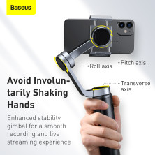 Стедікам Baseus Control Smartphone Handheld Folding Gimbal Stabilizer трьохосьовий стабілізатор для смартфона Чорний