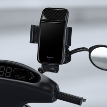 Велотримач на сонячній батареї для смартфона Baseus Smart Solar Power Wireless Cycling Electric Holder IP54 автоматичний Чорний