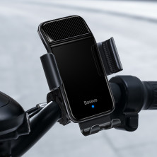 Велотримач на сонячній батареї для смартфона Baseus Smart Solar Power Wireless Cycling Electric Holder IP54 автоматичний Чорний