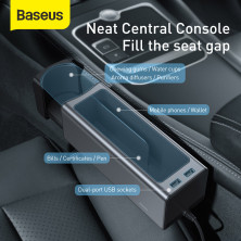 Автомобільний органайзер Baseus Deluxe Metal Armrest Console Organizer c 2USB виходами і підсклянником Чорний