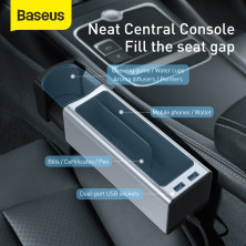 Автомобільний органайзер Baseus Deluxe Metal Armrest Console Organizer c 2USB виходами і підсклянником Сріблястий